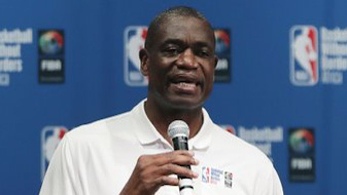 Dikembe Mutombo speaks at ceremony