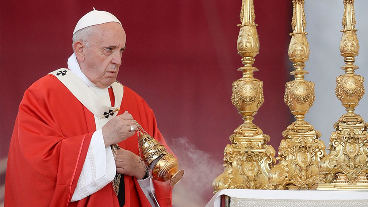 Pope Francis celebrates a Pentecost Vigil mass in St. Peter's Square, at the Vatican, on June 8.