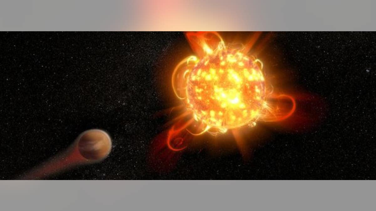 Artist's impression shows a superflare near a distant star.