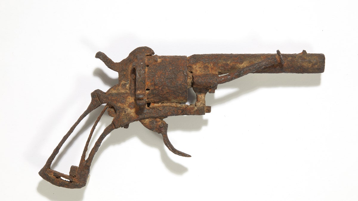 This undated recent photo provided Wednesday June 19, 2019 by Drouot auction house shows the revolver believed to have been used by Dutch painter Vincent van Gogh to take his own life. The revolver has been sold at auction. An individual buyer whose name was not released bought the 7mm pocket revolver 130,000 euros plus taxes at an auction Wednesday, June 19, 2019 in Paris. (Stephane Briolant/Drouot via AP)