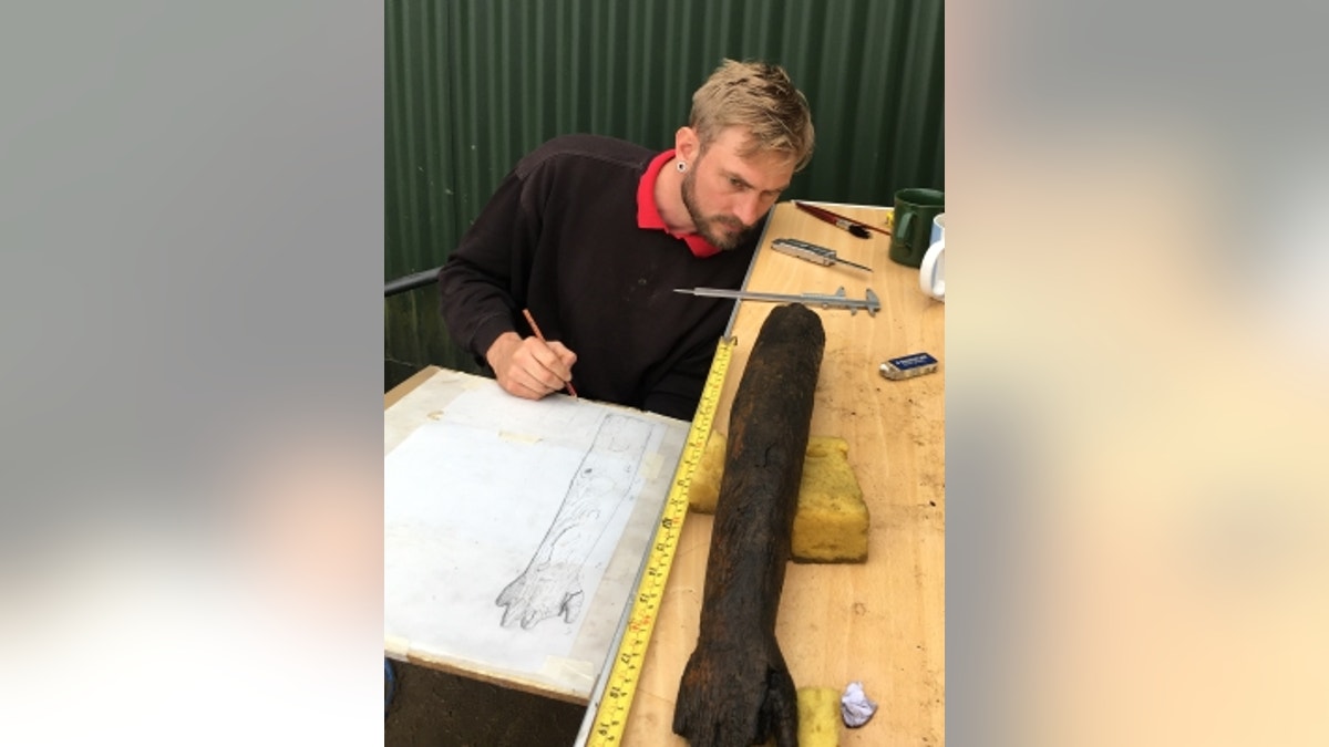 A scale illustration of the wooden arm. (Credit: Michael Bamforth)