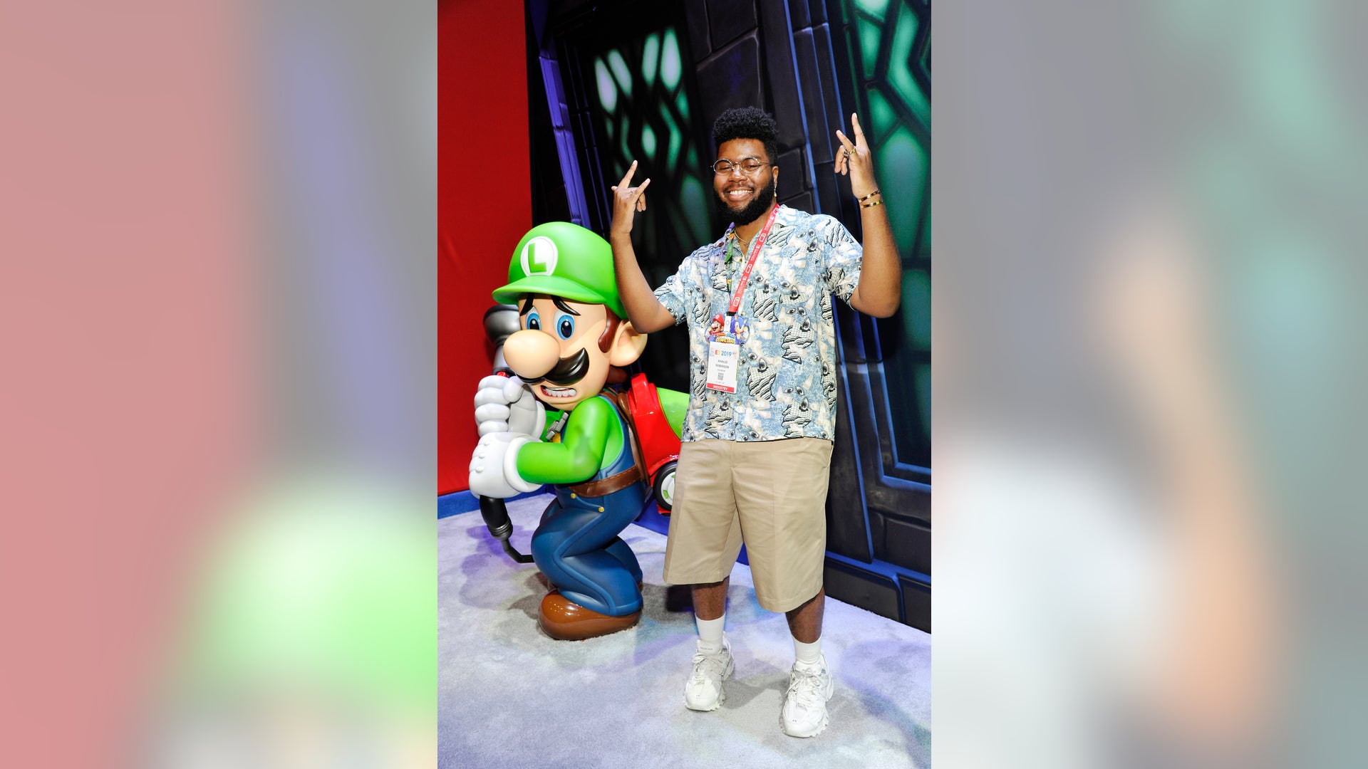 Khalid is all smiles as he stops by the Nintendo booth at the 2019 E3 Gaming Convention in Los Angeles, Calif. on June 12, 2019.