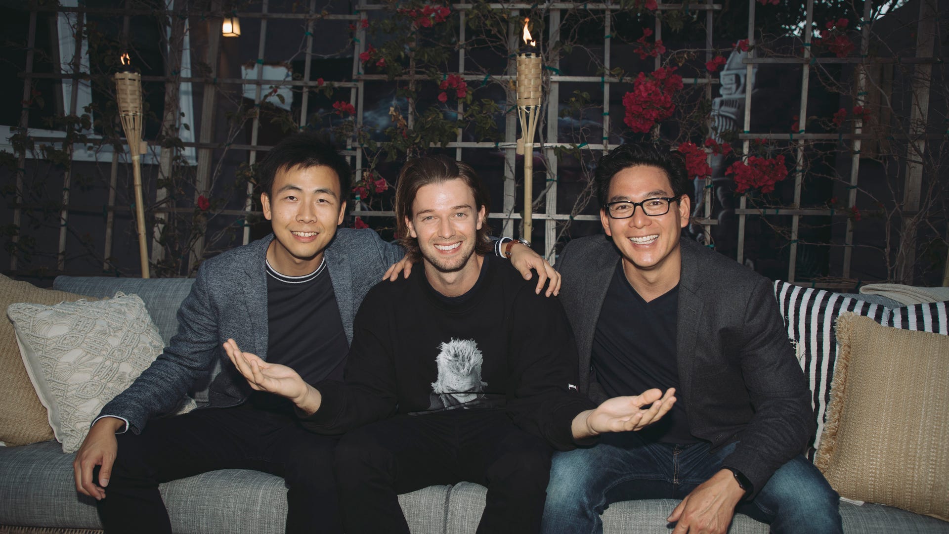 Patrick Schwarzenegger kicks off summer by co-hosting an event with sustainable outdoor furniture brand Outer co-founders -- Jiake Liu and Terry Lin -- on June 20 in Venice, Calif. 