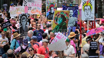 Protesters at San Francisco Pride parade block street in show against Google, corporate sponsorship, police