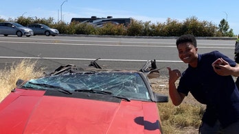 California driver escapes death after roof gets torn off by big rig in crash, poses for pic