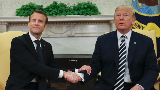 Much to disagree on as Trump, Macron meet on D-Day