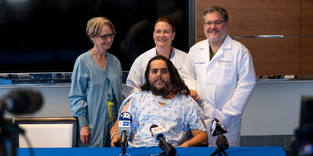 Galvan, pictured with Barrios and his care team, said he is looking forward to helping people in his community.