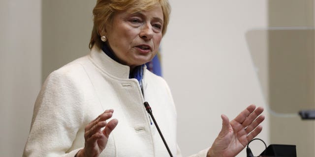 Gov. Janet Mills delivers her State of the Budget address to the Legislature, Monday, Feb. 11, 2019, at the State House in Augusta, Maine.