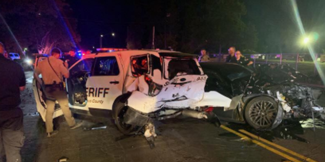 A suspected drunk driver rear-ended a patrol car early Saturday with two deputies inside.
