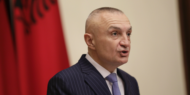 Albanian President Ilir Meta speaks during a news conference in capital Tirana, Albania on Monday June 10, 2019. Albania's president says he has canceled upcoming municipal elections fearing a “social tension.” Ilir Meta said holding elections without the opposition would be “undemocratic” and would “freeze the country’s integration.” (AP Photo/Hektor Pustina)