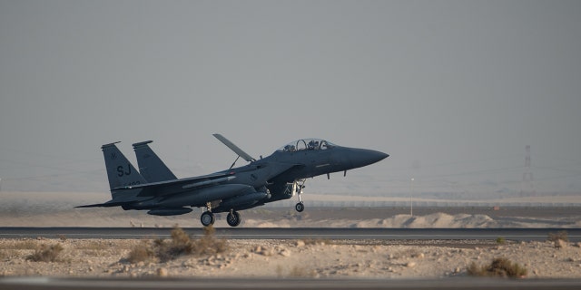 An F-15E Strike Eagle deployed from the 4th Fighter Wing at Seymour Johnson Air Force Base, North Carolina, lands at Al Dhafra Air Base, United Arab Emirates, June 14, 2019. F-15E’s are designed to perform in air-to-air and air-to ground operations in any environment.