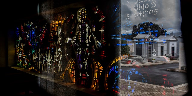 In this Friday, April 5, 2019 photo, Inside view of Franco's family tomb in Mingorrubio's cemetery, outskirts of Madrid. (AP Photo/Bernat Armangue)
