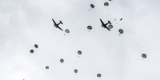 Approximately 200 parachutists participated in the jump over Normandy on Wednesday, replicating a jump made by U.S. soldiers on June 6, 1944 as a prelude to the seaborne invasions on D-Day.