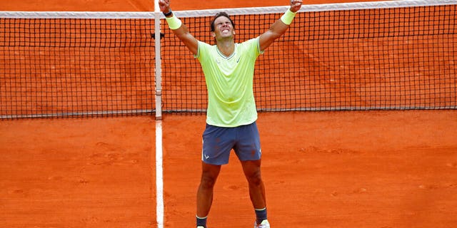 Rafael Nadal won 6-3, 5-7, 6-1, 6-1 at the French Open on Sunday.