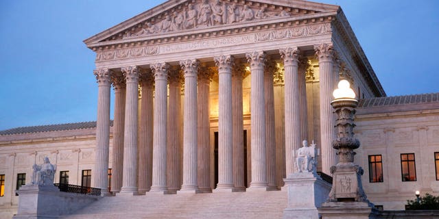 The US Supreme Court building at dusk on Capitol Hill, May 23, 2019.