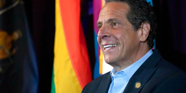 FILE: New York Gov. Andrew Cuomo speaks at the Lesbian, Gay, Bisexual & Transgender Community Center.