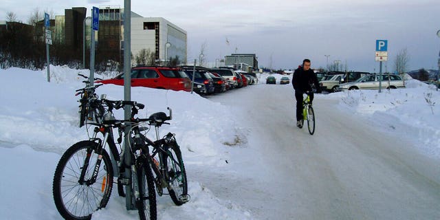 In this undated file photo, a cold winter's day in Tromsoe, the main city of Norway's Arctic. 