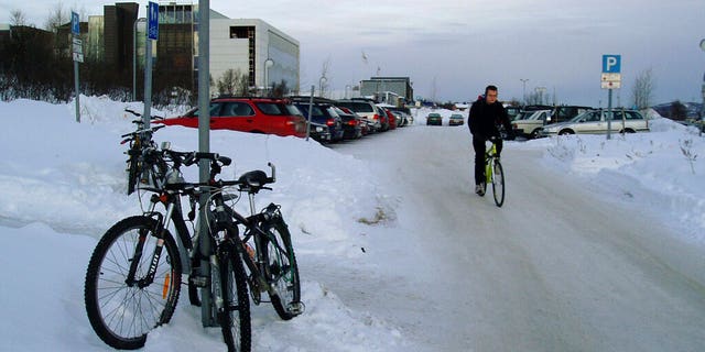 In this undated file photo, a cold winter's day in Tromsoe, the main city of Norway's Arctic.