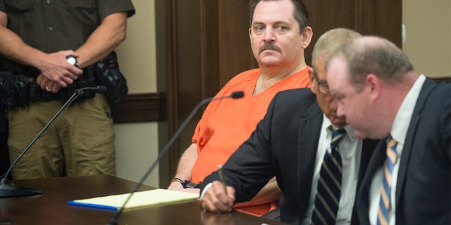 Fifty-two-year-old Aubrey Trail yelled “Bailey is innocent, and I curse you all” Monday before slashing his neck in the courtroom, reports said. (Eric Gregory/Lincoln Journal Star via AP, File)
