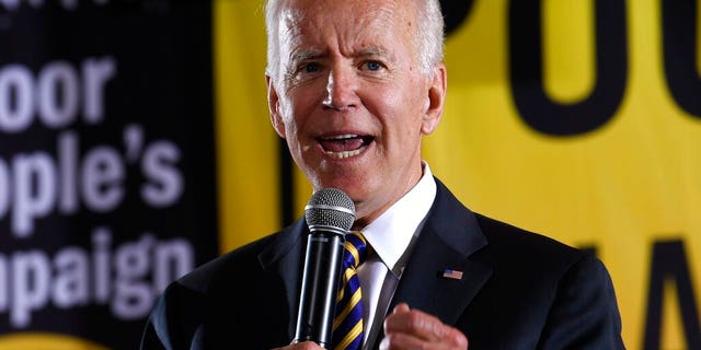 FILE - In this June 17, 2019, file photo, Democratic presidential candidate, former Vice President Joe Biden, speaks in Washington. (AP Photo/Susan Walsh, File)