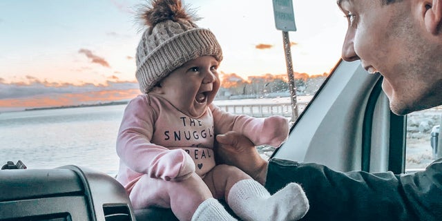 A young family has one state left before their nearly five-month-old daughter Evelyn will have visited all 50 states.