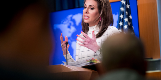 Morgan Ortagus previously served as State Department spokesperson. (AP Photo/Andrew Harnik)