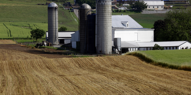 FILE- This May 29, 2019, file photo shows a farm outside Morgantown, Pa. On Tuesday, June 11, the Labor Department reports on U.S. producer price inflation in May. (AP Photo/Jacqueline Larma, File)