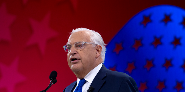 FILE - In this March 26, 2019 file photo, United States Ambassador to Israel David Friedman speaks at the 2019 American Israel Public Affairs Committee (AIPAC) policy conference, at Washington Convention Center, in Washington. Friedman says Israel has the right to retain parts, but not all, of the West Bank. His remarks in an interview The New York Times published Saturday, June 8, 2019, comes about two months after Israeli Prime Minister Benjamin Netanyahu vowed to begin annexing parts of the West Bank. (AP Photo/Jose Luis Magana, File)