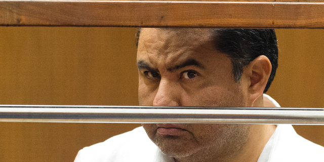 RESENT THEY ARE NOT POOL PHOTOS-Naasón Joaquín García, the leader of fundamentalist Mexico-based church La Luz del Mundo, appears in Los Angeles County Superior Court on Wednesday, June 5, 2019, before Judge Francis Bennett on charges of human trafficking and child rape. (AP Photo/Damian Dovarganes)