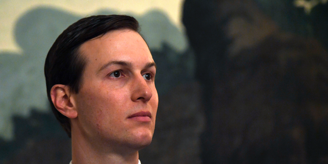 ​​​​​​​White House adviser Jared Kushner listens during a proclamation signing with President Donald Trump and Israeli Prime Minister Benjamin Netanyahu in the Diplomatic Reception Room at the White House in Washington, March 25, 2019. (Associated Press)