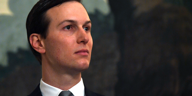 White House adviser Jared Kushner listens during a proclamation signing with President Donald Trump and Israeli Prime Minister Benjamin Netanyahu in the Diplomatic Reception Room at the White House in Washington, March 25, 2019. (Associated Press)