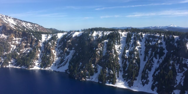 Aerial view of the caldera of Crater Lake National Park. (U.S. Coast Guard photo courtesy of Sector North Bend)