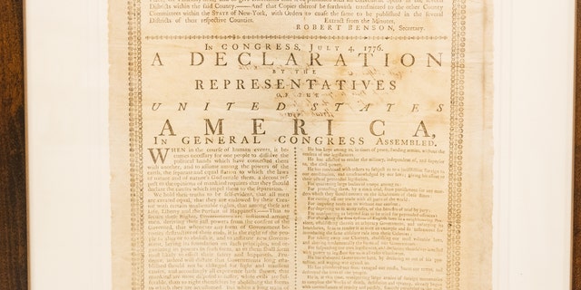 The 1776 printing of the Declaration of Independence.