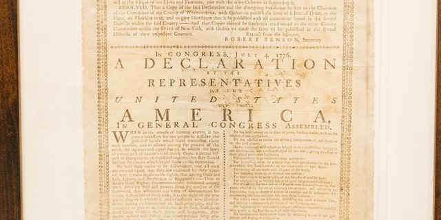 The 1776 printing of the Declaration of Independence.