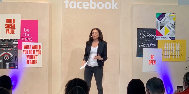 Facebook COO Sheryl Sandberg speaking at the social network's International Media Day at the company's headquarters in Menlo Park, Calif. (Brian Flood, Fox News)