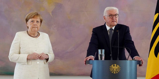 Angela Merkel was seen shaking at a public event for the second time in less than two weeks as she stood alongside President Frank-Walter Steinmeier at a ceremony in Berlin.
