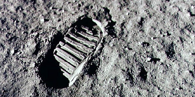 An imprint of the Apollo 11 mission on the lunar surface.