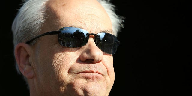 Jerry Hollendorfer talks with reporters during the morning training for the 135th Kentucky Derby at Churchill Downs on April 27, 2009, in Louisville, Ky. (Getty Images)