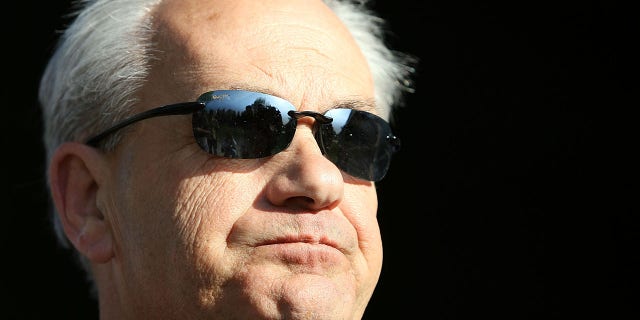 ​​​​​​​Jerry Hollendorfer talks with reporters during the morning training for the 135th Kentucky Derby at Churchill Downs on April 27, 2009, in Louisville, Ky. (Getty Images)