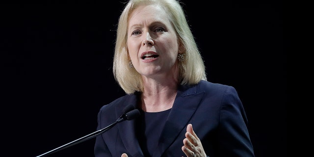 Democratic presidential candidate Sen. Kirsten Gillibrand, of New York, speaks during the 2019 California Democratic Party State Organizing Convention in San Francisco, Saturday, June 1, 2019. (AP Photo/Jeff Chiu)