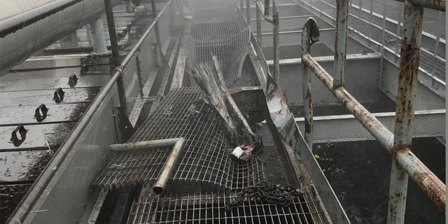 An image from the roof of 787 Seventh Avenue in Midtown Manhattan, the scene of Monday’s helicopter crash.