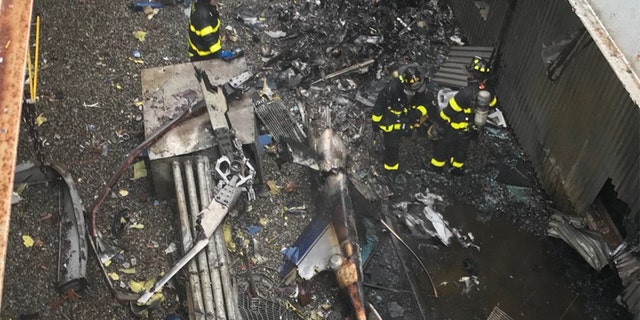 The FDNY released this image from the roof of 787 Seventh Avenue in Midtown Manhattan, the scene of Monday’s helicopter crash.