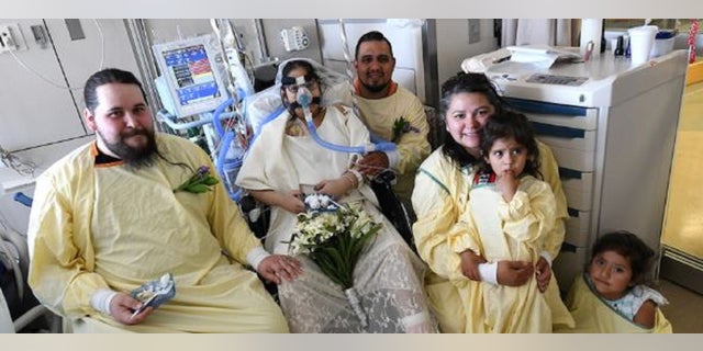 Anna Gonzales and Justin Middleton married each other in a ceremony inside Gonzales' hospital room at Indiana Unversity Health on Tuesday.