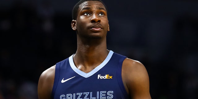 Jaren Jackson Jr. #13 of the Memphis Grizzlies looks on after getting a technical foul in the second quarter against the Minnesota Timberwolves at Target Center on January 30, 2019 in Minneapolis, Minnesota. (Photo by David Berding/Getty Images)