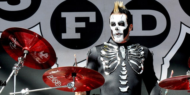 Jeremy Spencer of Five Finger Death Punch performs at Leeds Festival at Bramham Park on Aug. 26, 2016 in Leeds, England. (Photo by Shirlaine Forrest/WireImage)