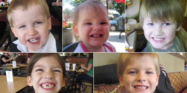 Timothy Jones Jr. is accused of killing his five children, ages 1 to 8, and throwing their bodies on a dirt road in Alabama. The Lexington County Sheriff's Department has released these photos of the victims. Above, from left to right: Gabriel Jones, Abigail Elizabeth Jones and Nahtahn Jones. Bottom left to right: Merah Gracie Jones and Elias Jones.