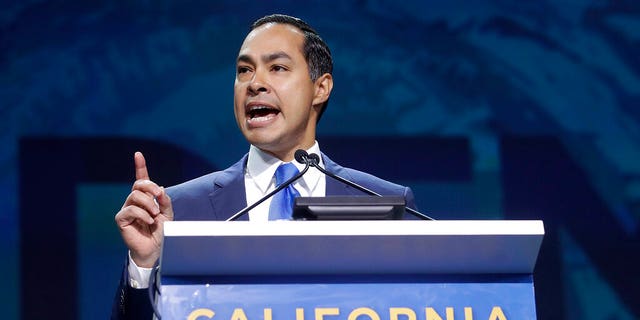 Democratic presidential candidate Julian Castro speaks during the 2019 California Democratic Party State Organizing Convention in San Francisco, Sunday, June 2, 2019. (AP Photo/Jeff Chiu)