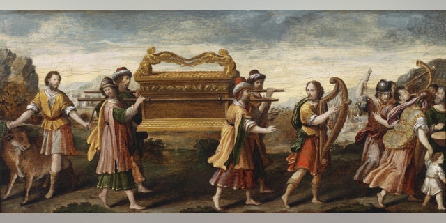 King David bearing the Ark of the Covenant into Jerusalem depicted in the early 16th century. From a private collection.