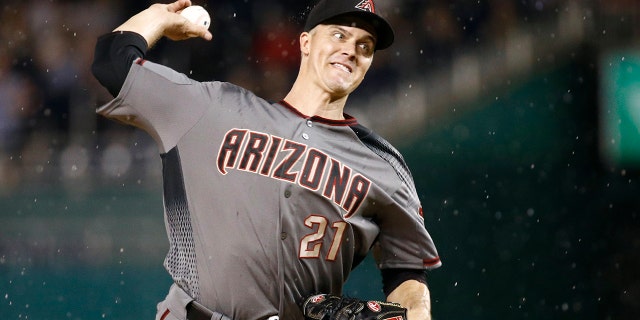 Arizona Diamondbacks starting pitcher Zack Greinke throws to a Washington Nationals batter during the eighth inning of a baseball game Thursday, June 13, 2019, in Washington. (Associated Press)