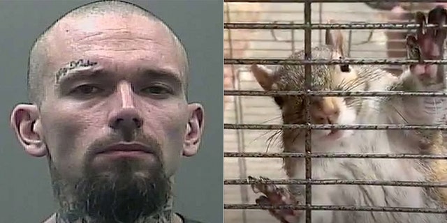 Mickey Paulk, left, released a video on Tuesday disputing the local sheriff's office's claims that his squirrel, right, was fed meth to remain aggressive.